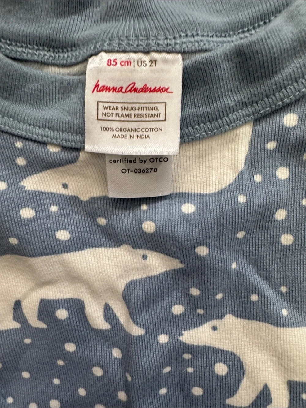 Hanna Andersson- 2T Polar Bears Pajama Set. Gently Used Condition.